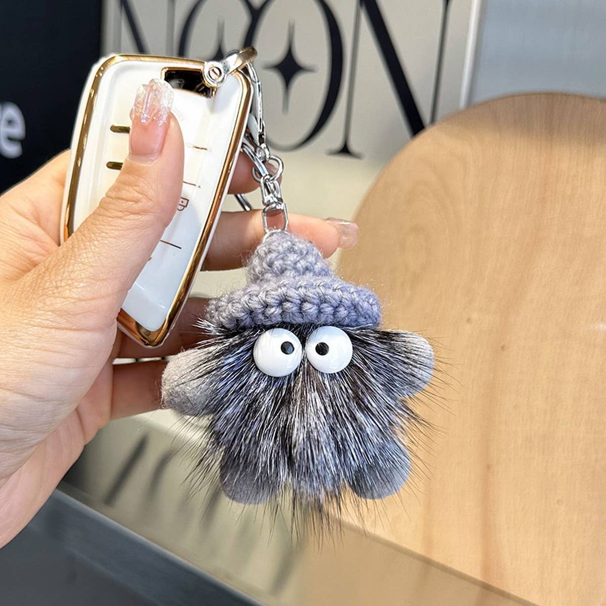 CUTE CARTOON BRIQUETTES CAR KEYCHAIN PENDANT