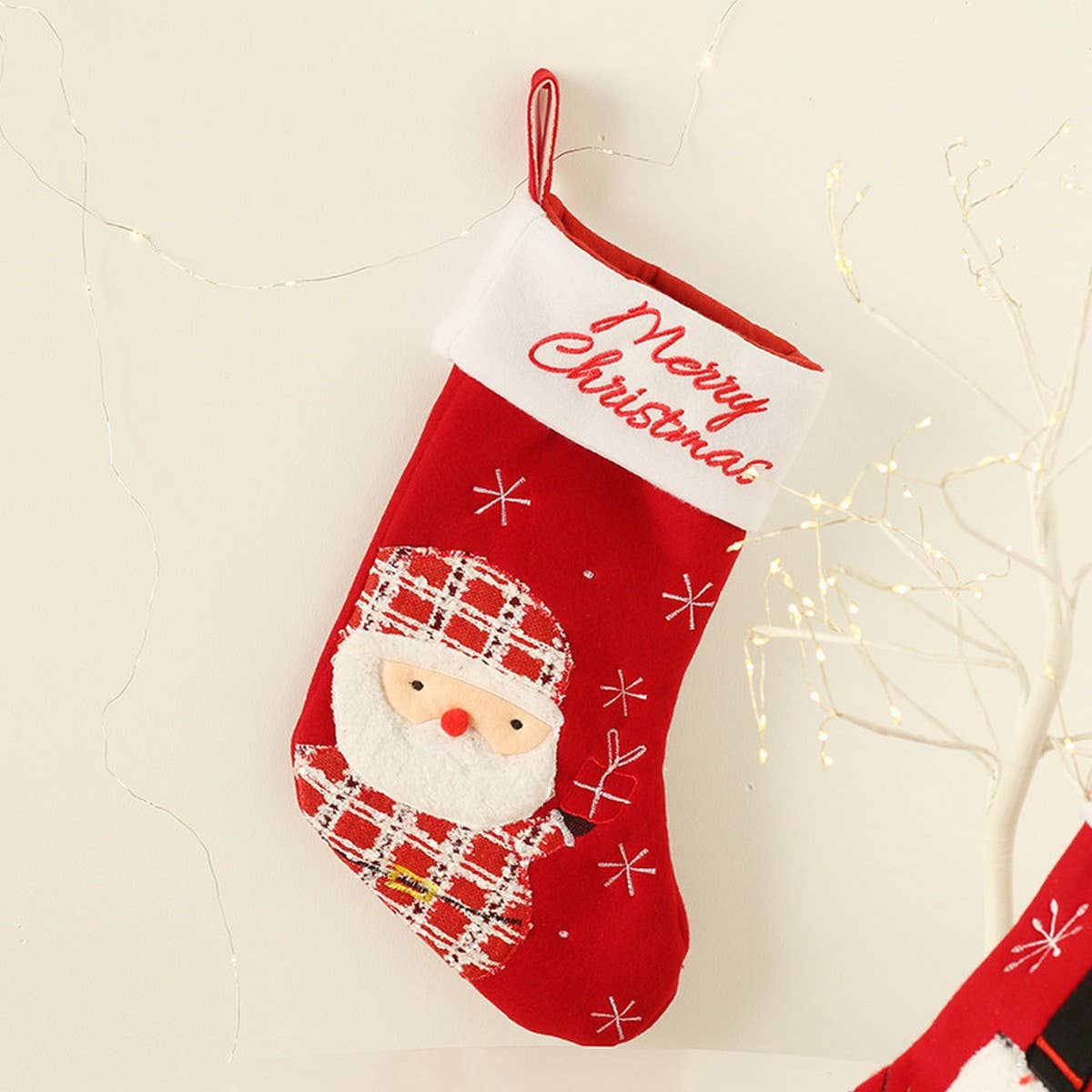 Cartoon Santa & Snowman Christmas Stocking Bag_CWAJE05373