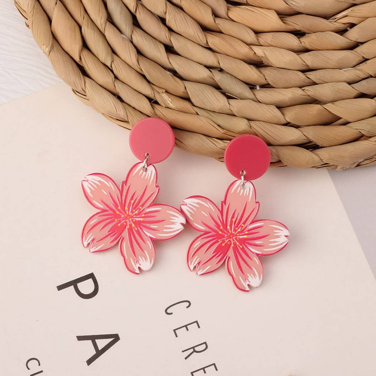 SWEET GIRL COLORFUL FLOWER ACRYLIC EARRINGS