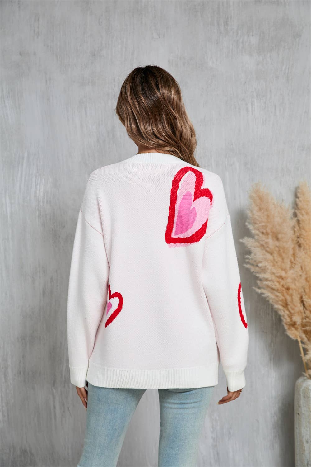 VALENTINE'S DAY HEART PEACH SWEATER KNIT