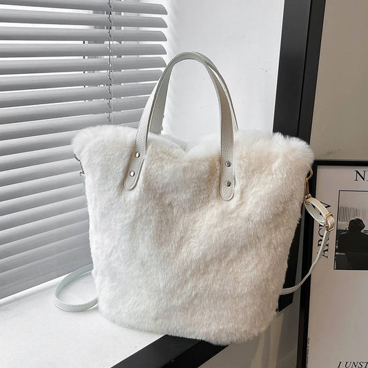 WINTER LARGE CAPACITY SHOULDER HANDBAG PLUSH BAG_CWAB3967