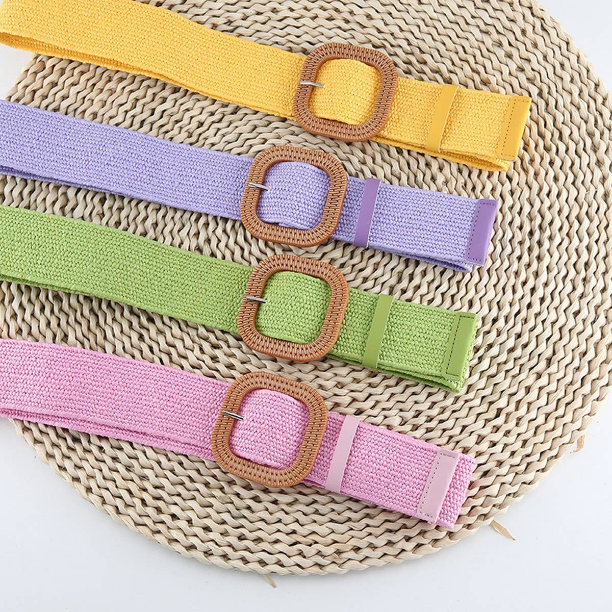 CWABE0545_VINTAGE BRAIDED SQUARE BUCKLE BELT