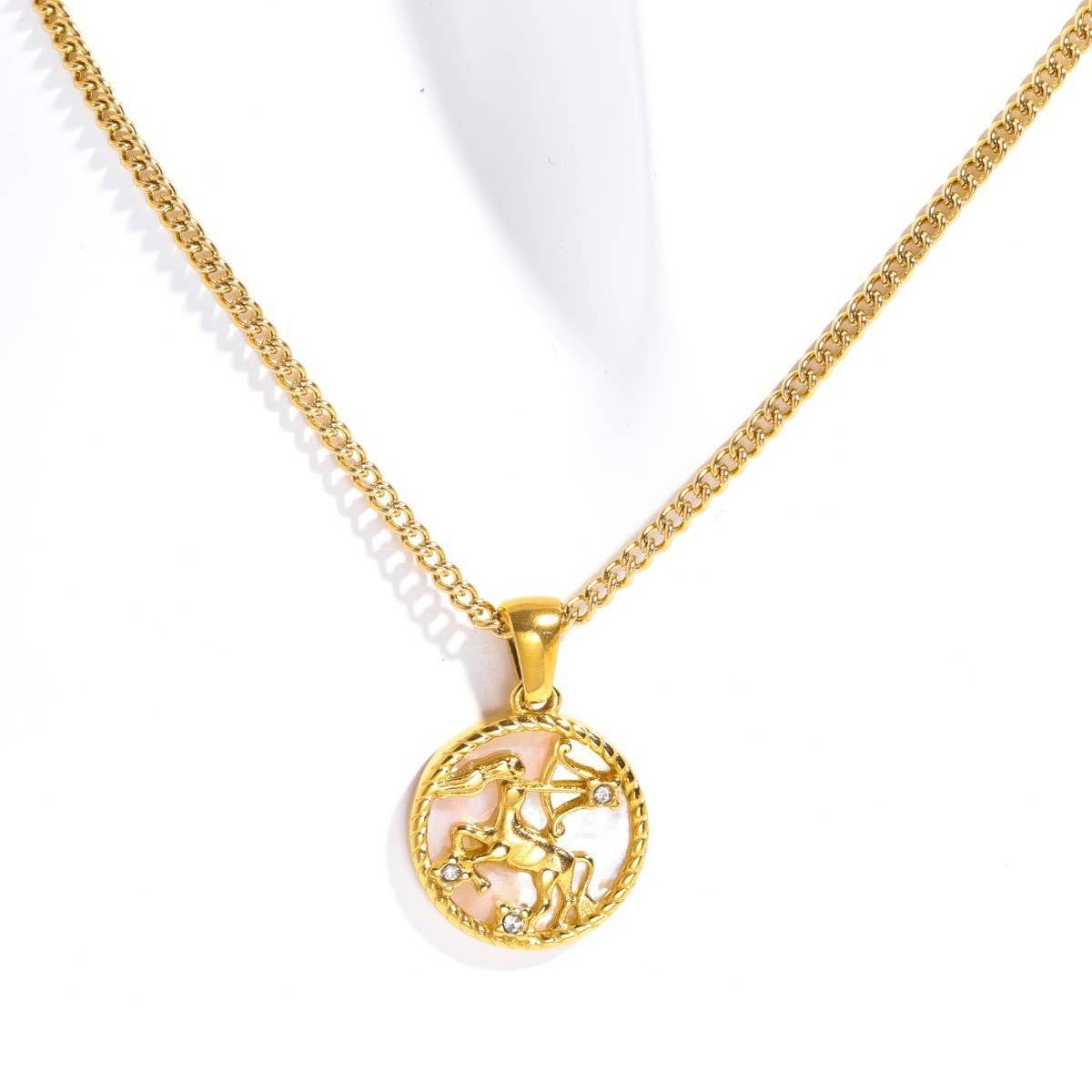 12 Constellations Shell Coin Necklace_CWMM3750