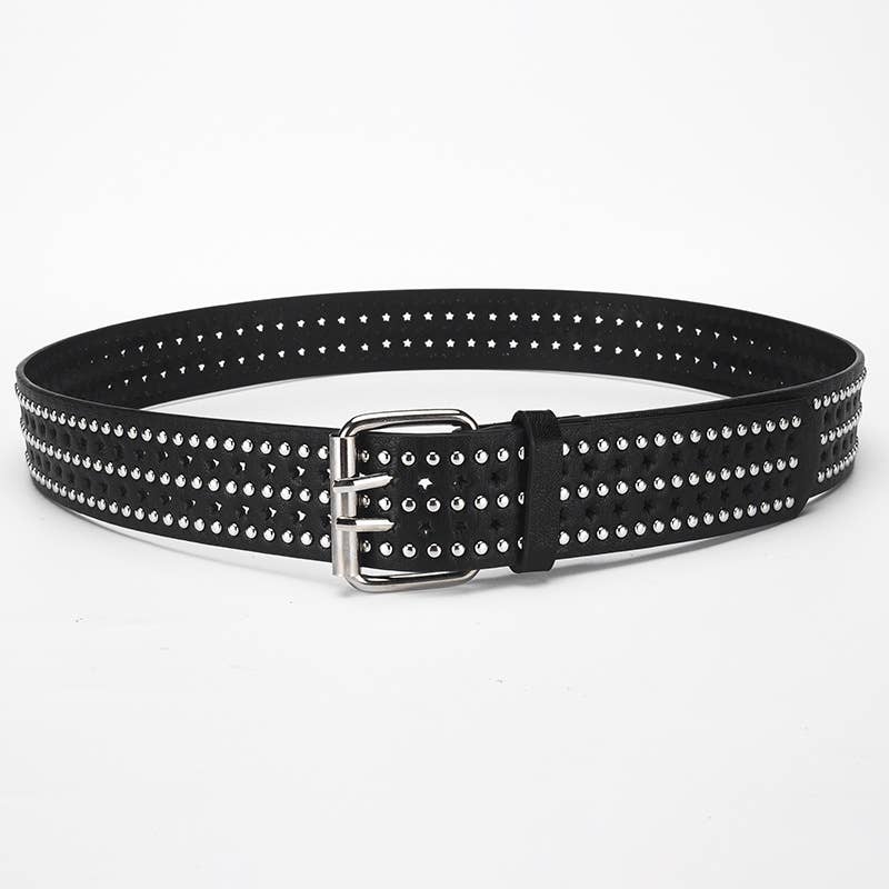 Punk hip-hop style five-pointed star-hole belt