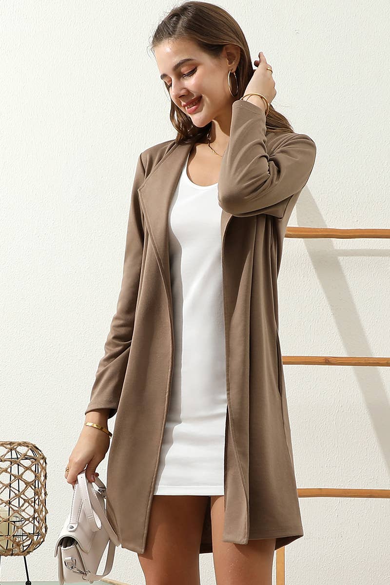CWOCO153-P_DRAPE OPEN FRONT OFFICE TRENCH JACKET BLAZER