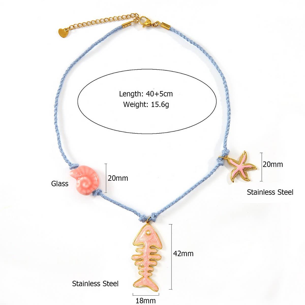 Ocean Style Fish Necklace with Sea Charms_CWMM8806