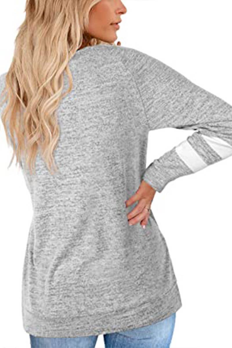 WOMEN OVERSIZED BOYFRIEND V NECK PULLOVER_CWTSTL0303