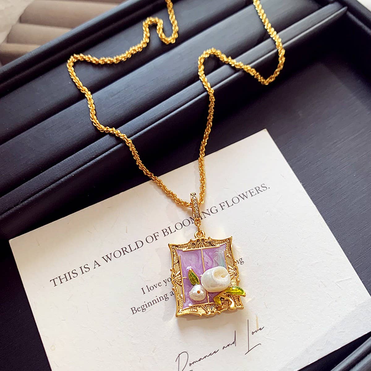 MONET GARDEN OIL PAINTING STYLE FASHION NECKLACE