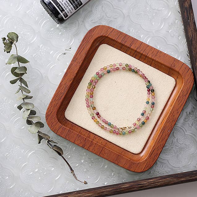 Double-layer fine rainbow tourmaline bracelet