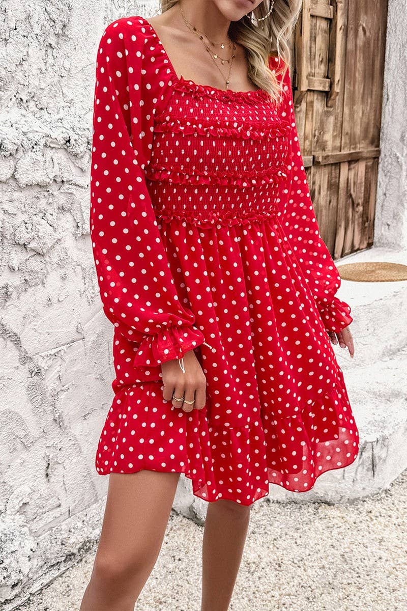 TEMPERAMENT CASUAL POLKA DOT DRESS_CWDSD2818