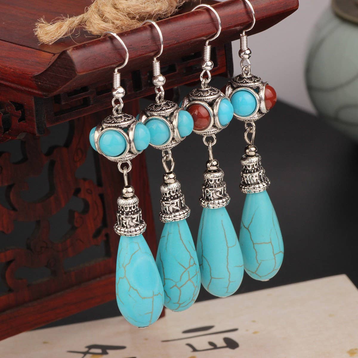 HIGH-END ETHNIC RETRO WATER DROP EARRINGS