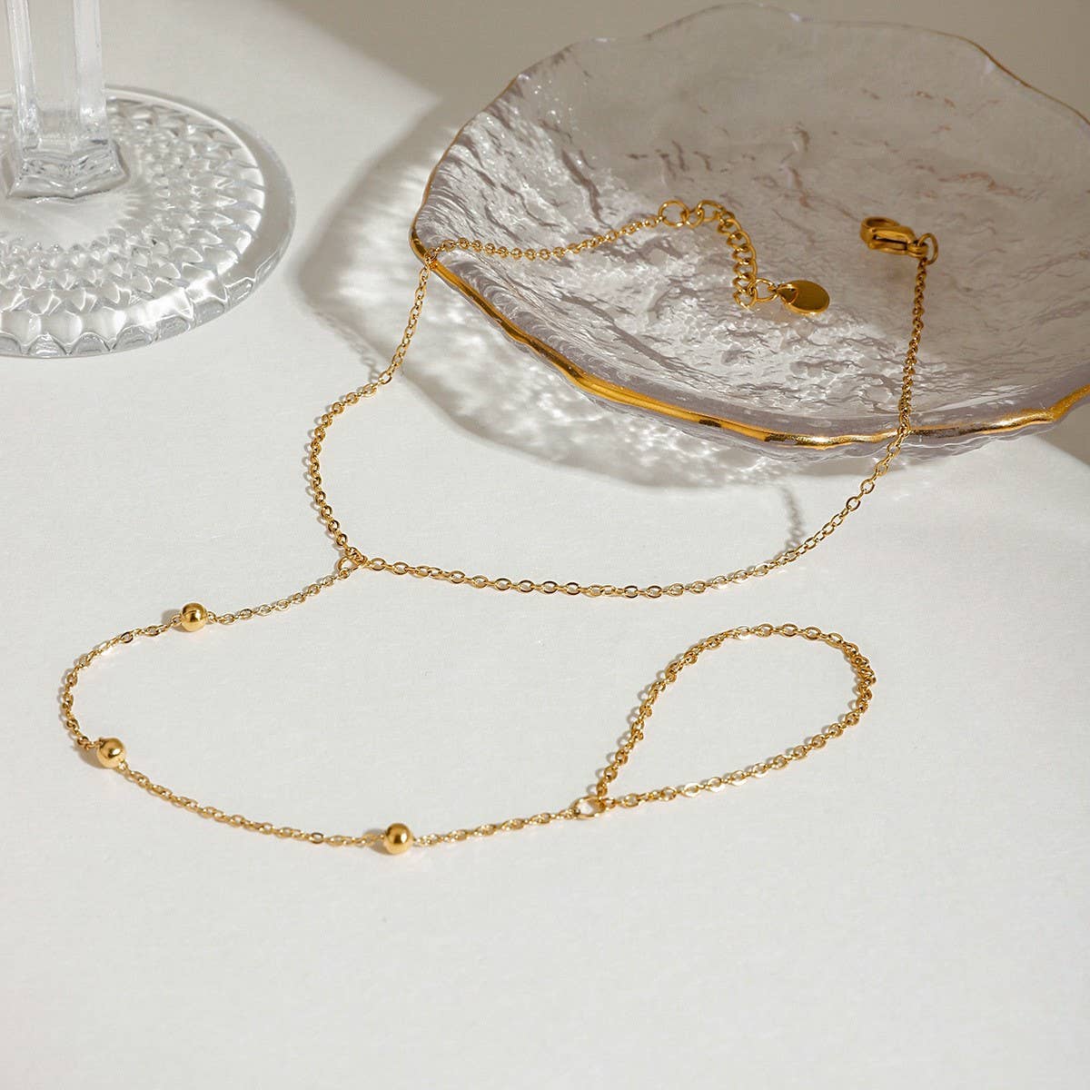 18K Gold Beaded Toe & Anklet Chain, Stainless_CWAJE4750