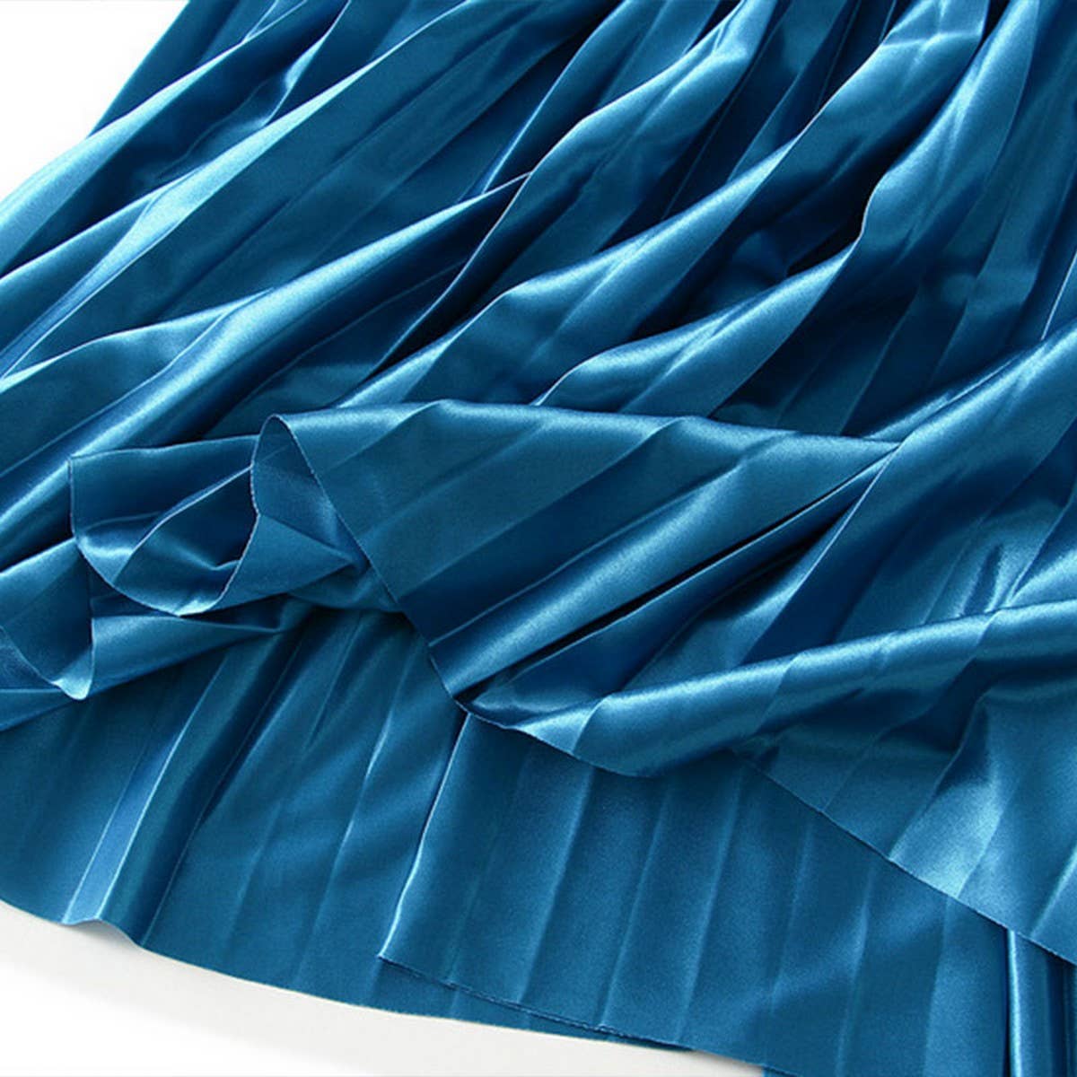 Slimming Shiny High-Waist Pleated Midi Skirt_CWBMS0329