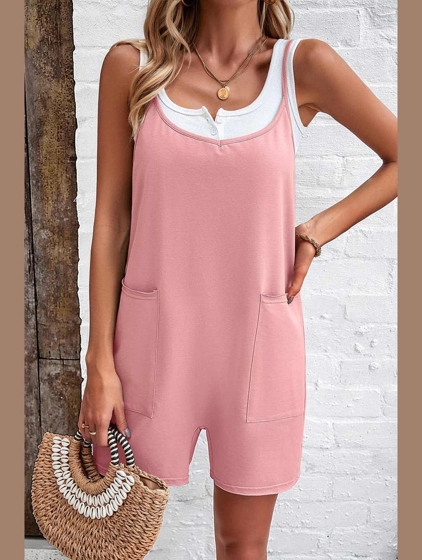 CASUAL SOLID COLOR SUSPENDER JUMPSUIT_CWSJS0327