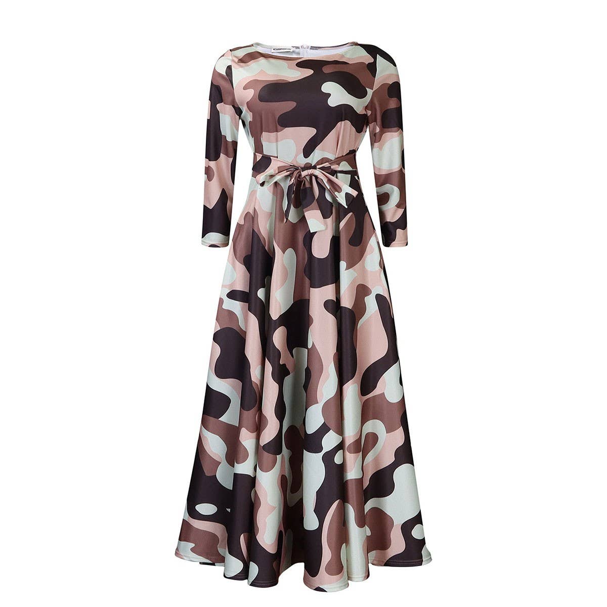 FASHIONABLE LACE-UP PRINTED OVERSIZED DRESS