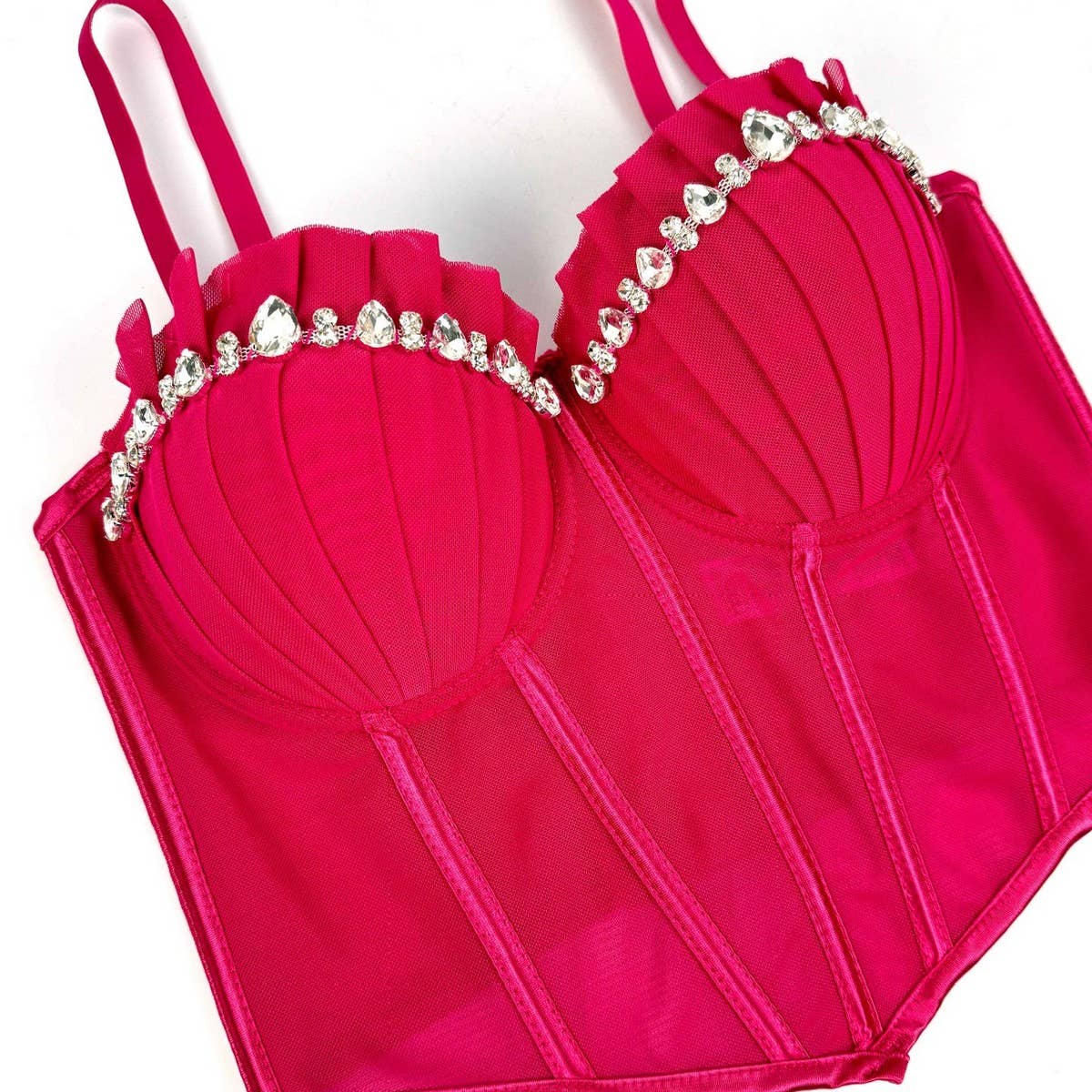 LUXURY DESIGN HERRINGBONE BRA WITH RHINESTONES