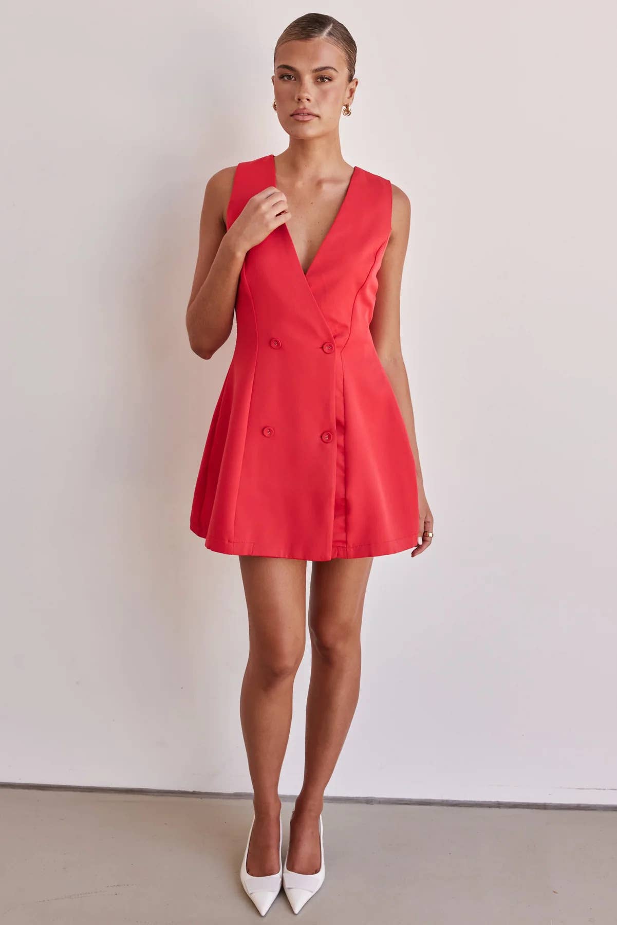 Street fashion solid-color sleeveless slim dress