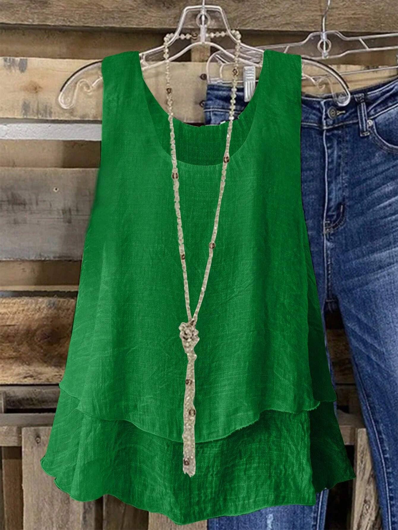 Top top halter sleeveless double cake tail tee