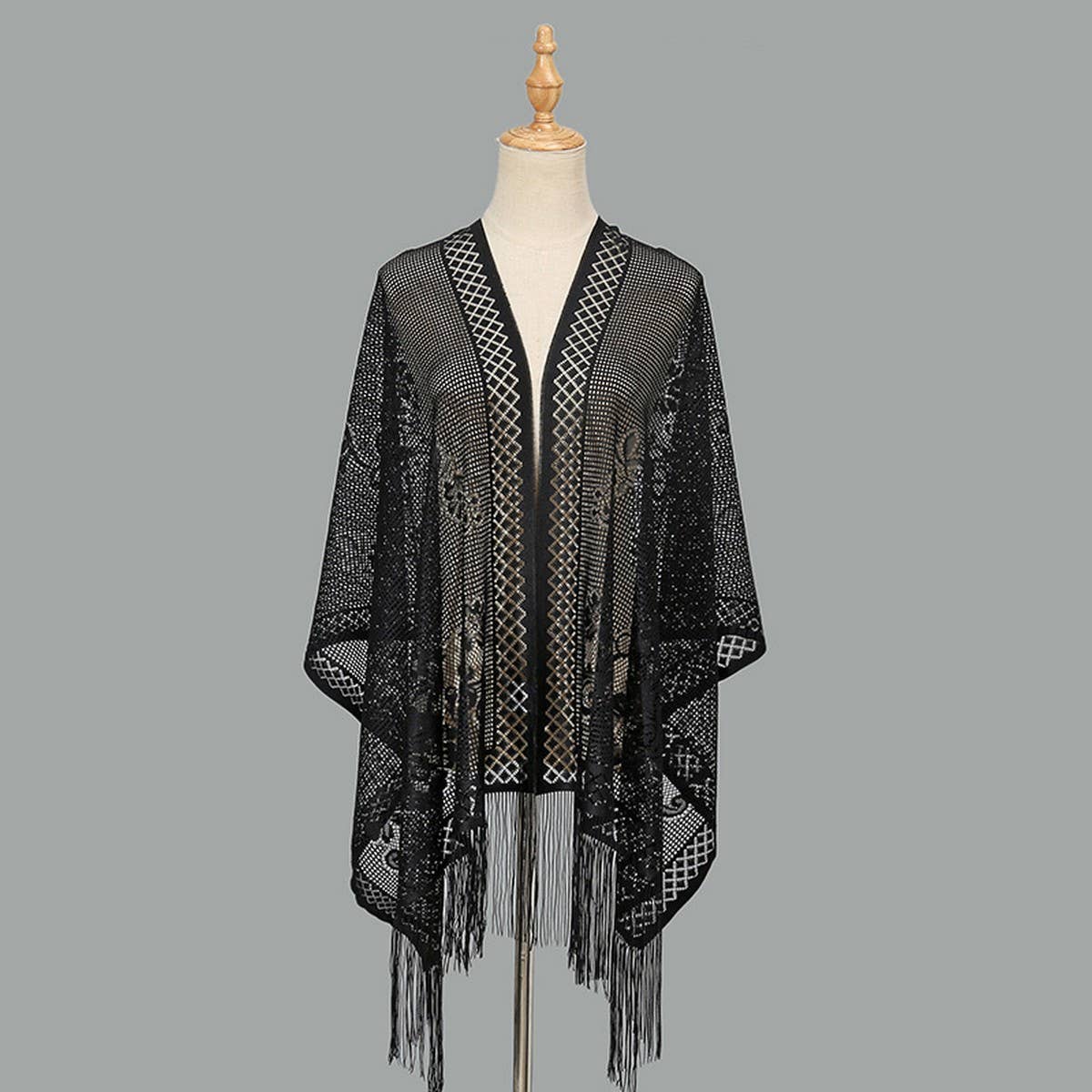 SEXY FLOWER HOLLOW LONG BEARD TRIANGLE SCARF SHAWL