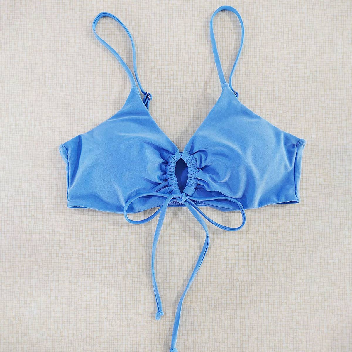 Tied Bow Bikini Set-Solid Color Sexy Swimsuit