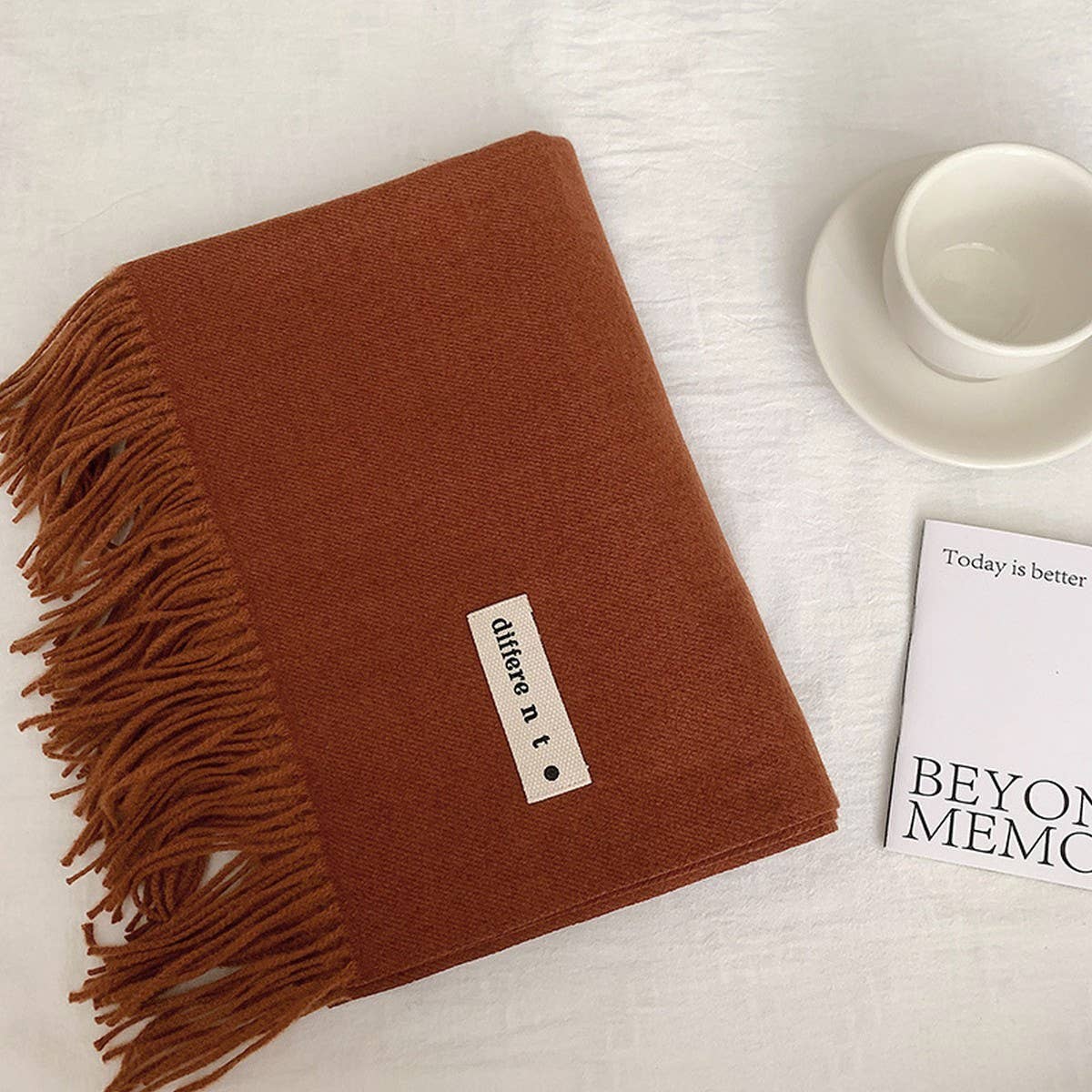 Colorblock Tassel Scarf - Thick Wrap for Students