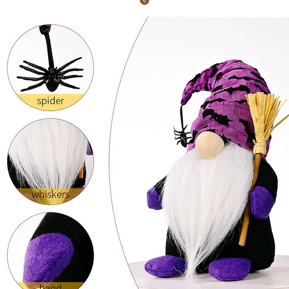 HALLOWEEN BROOM SPIDER RUDOLPH ORNAMENT