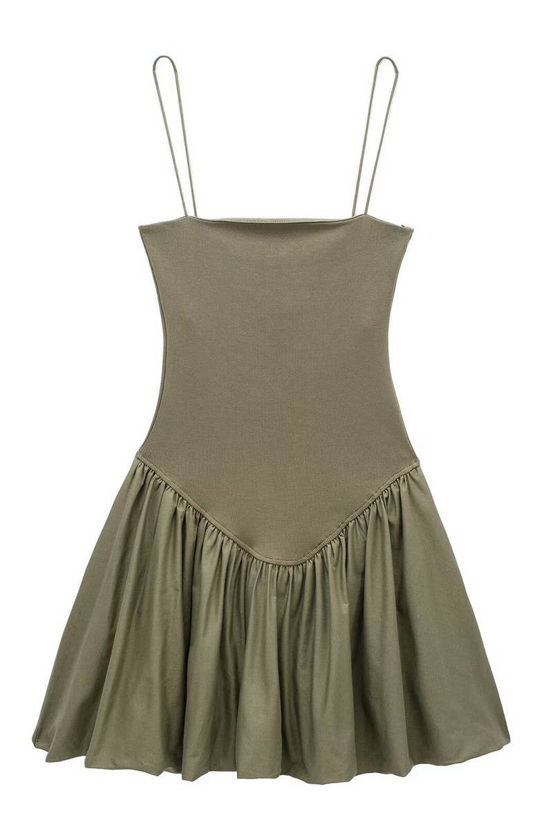 CWDSD6643_LOW-NECK SLEEVELESS SLIM-FIT SUSPENDER DRESS