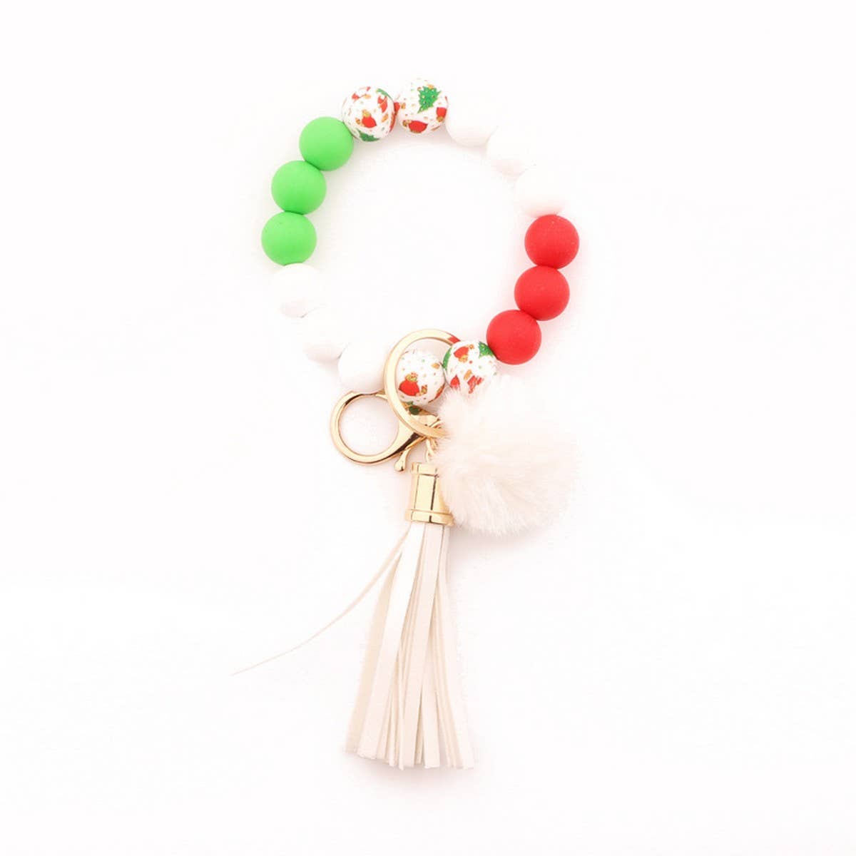 Christmas Silicone Bead Bracelet Keychain Gift