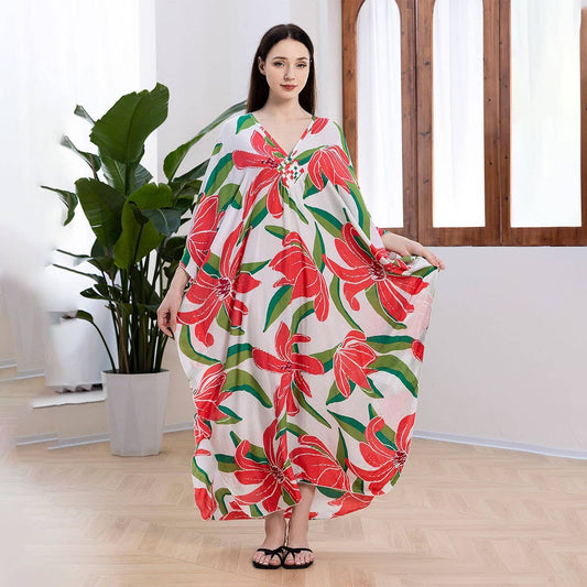 Handwoven Rayon Beach Cover-Up Maxi Caftan