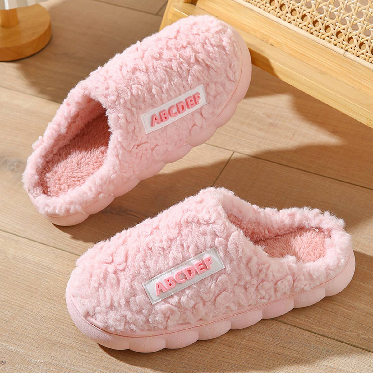 HOUSEHOLD NON-SLIP LETTER WARM COTTON SLIPPERS