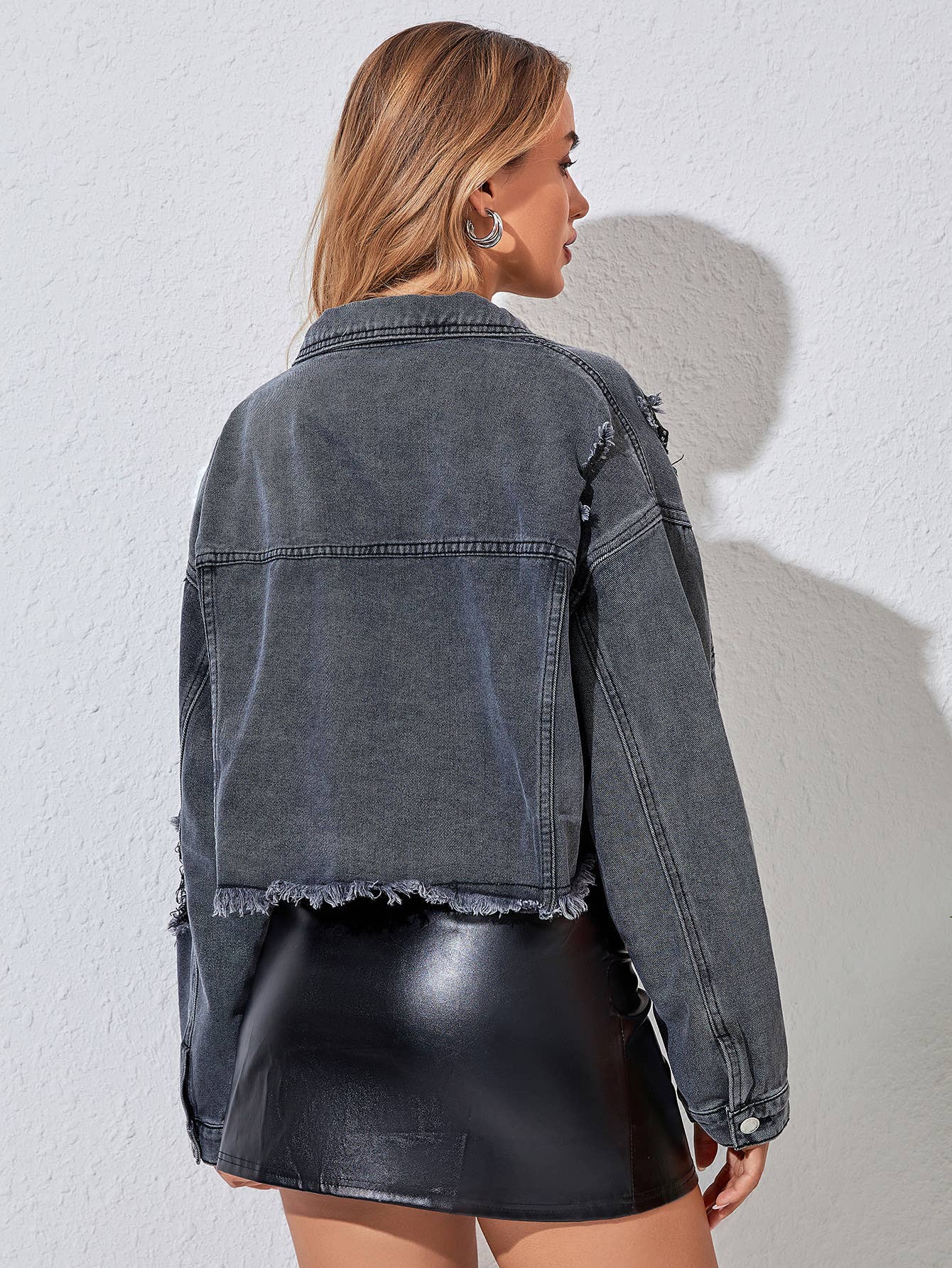 Ripped Denim Washed Casual Short Jacket