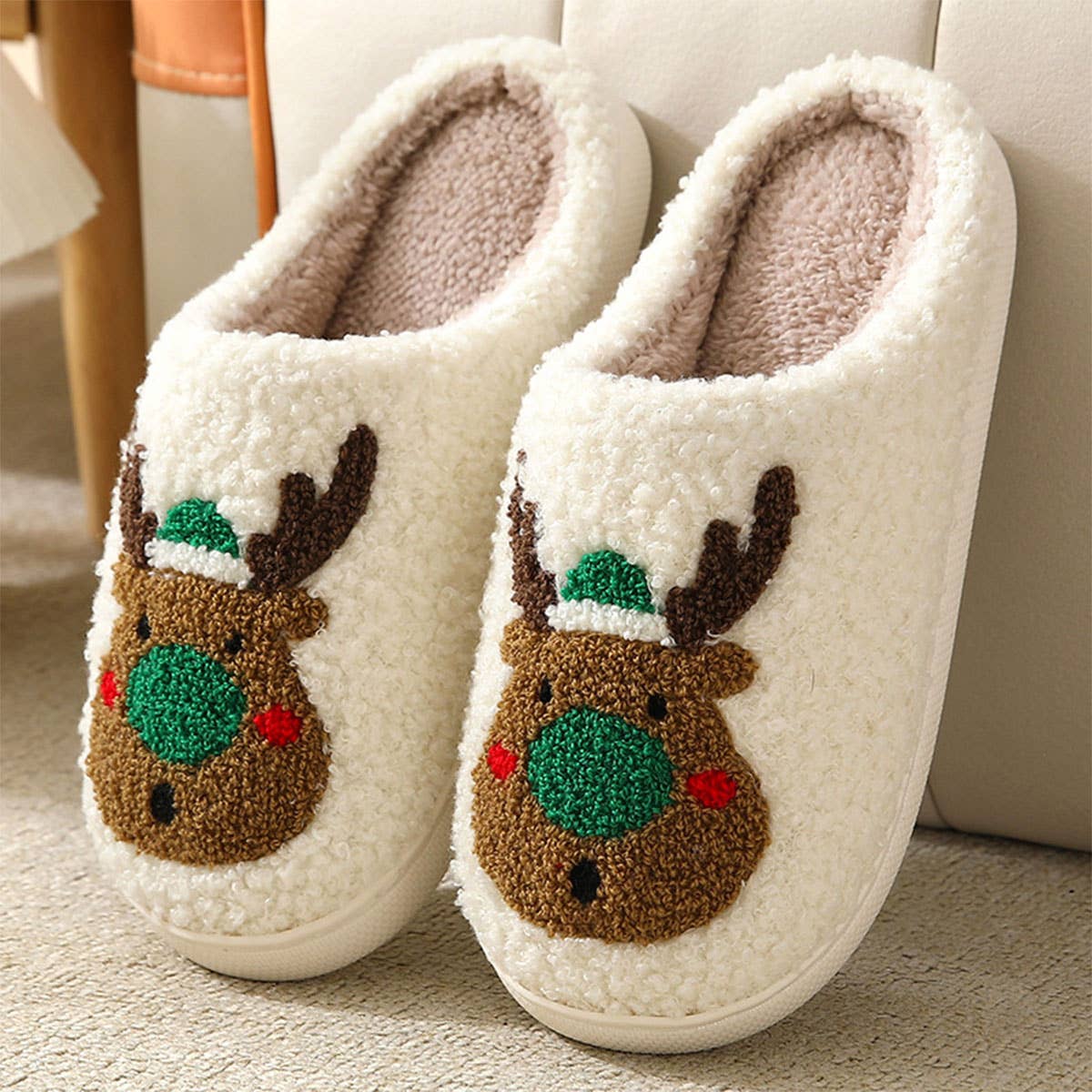 CHRISTMAS ELK NON-SLIP COTTON SLIPPERS