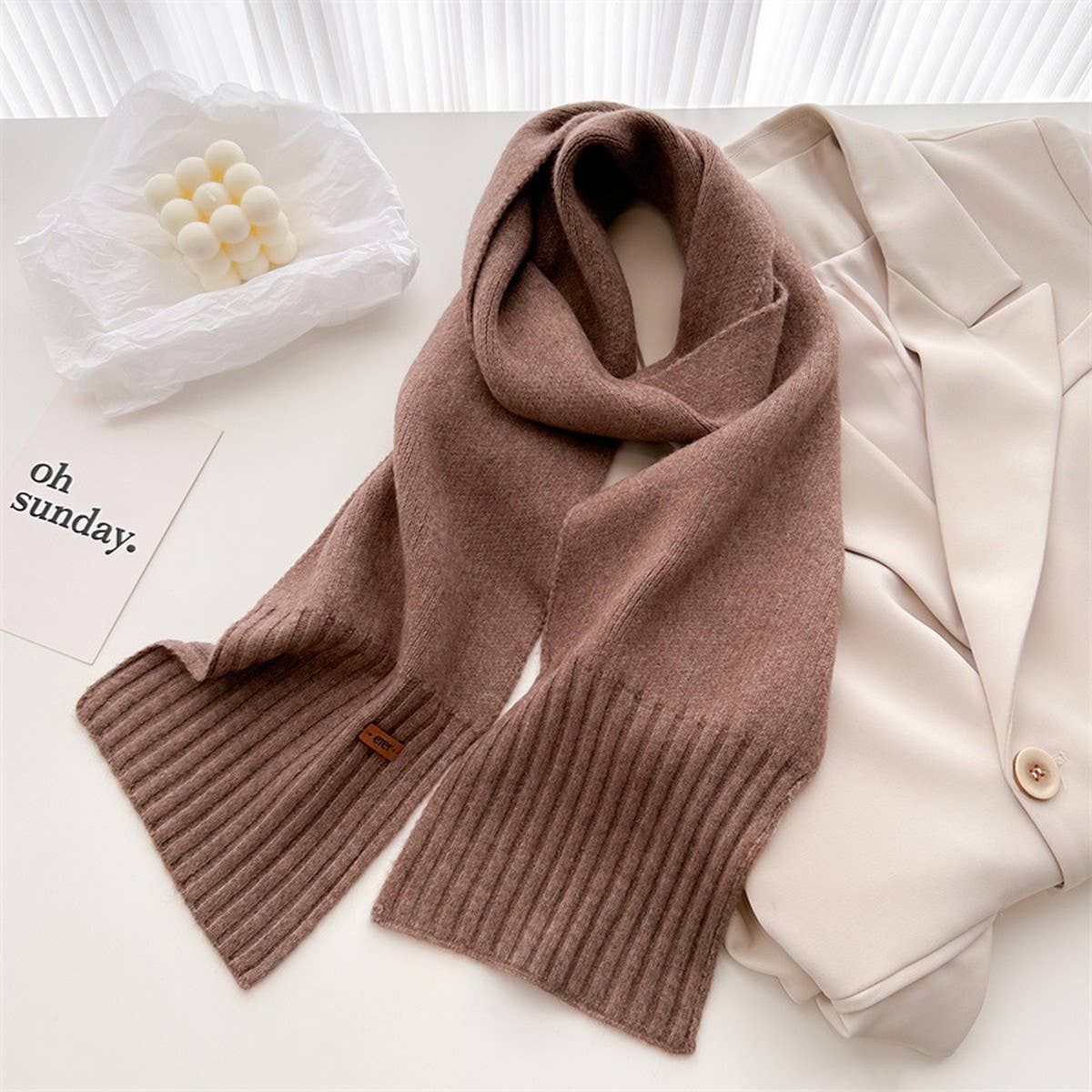 Warm Minimalist Wool Wrap Scarf for Fall Days