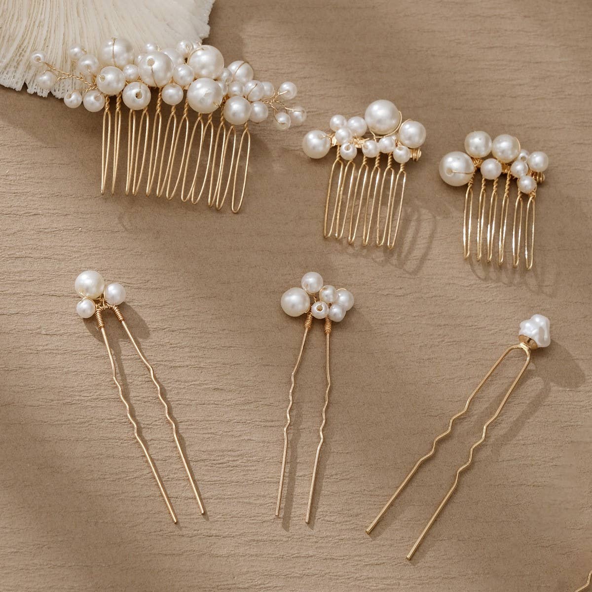 PEARL BRIDAL HAIR ACCESSORIES SIX PIECE SET_CWAHA2781