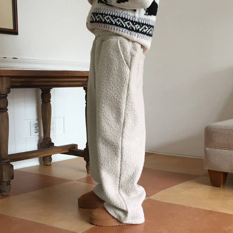 STYLISH WARM LAMB WOOL LACE-UP PANTS