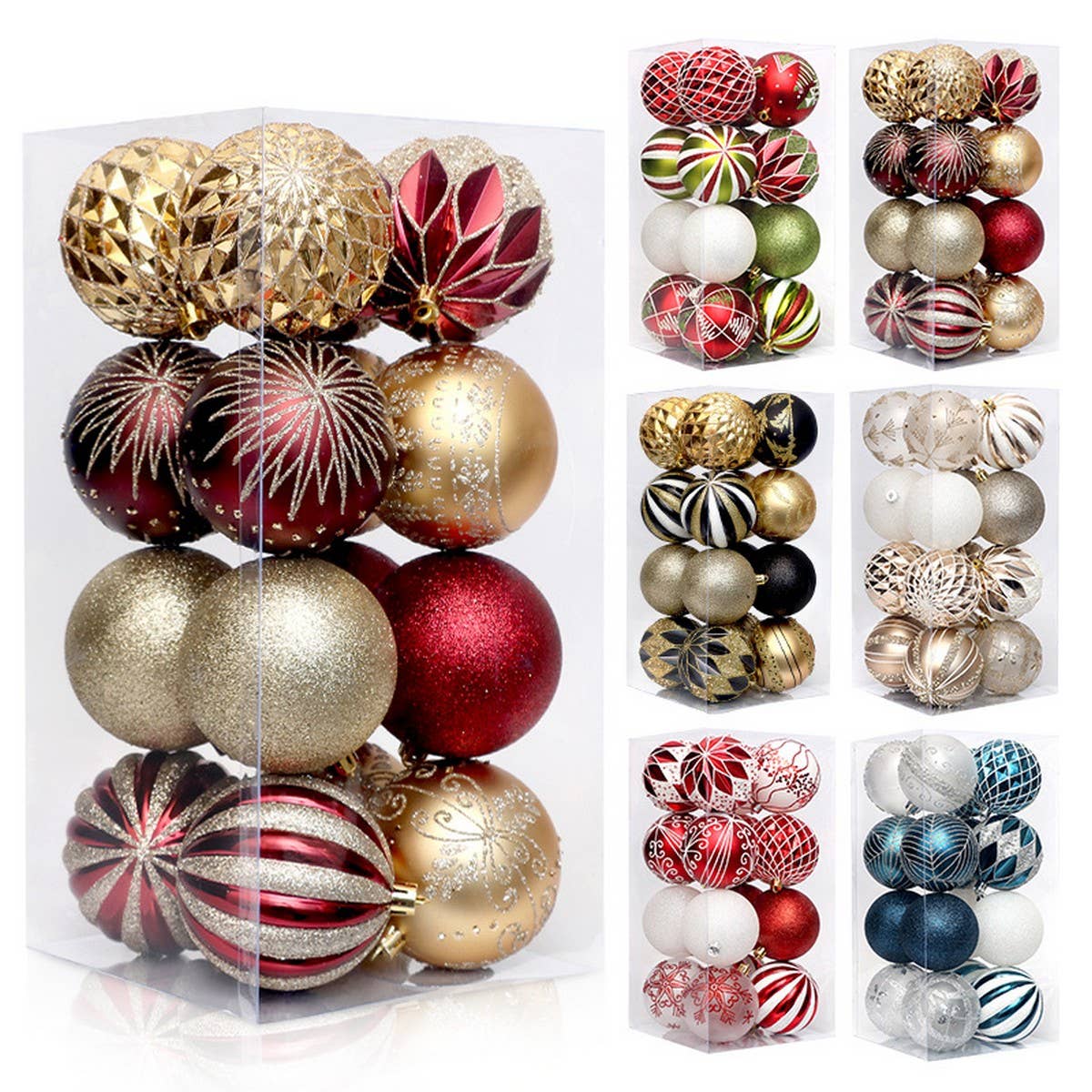 16pcs 8cm Painted Christmas Ball Ornament Set_CWMM9881