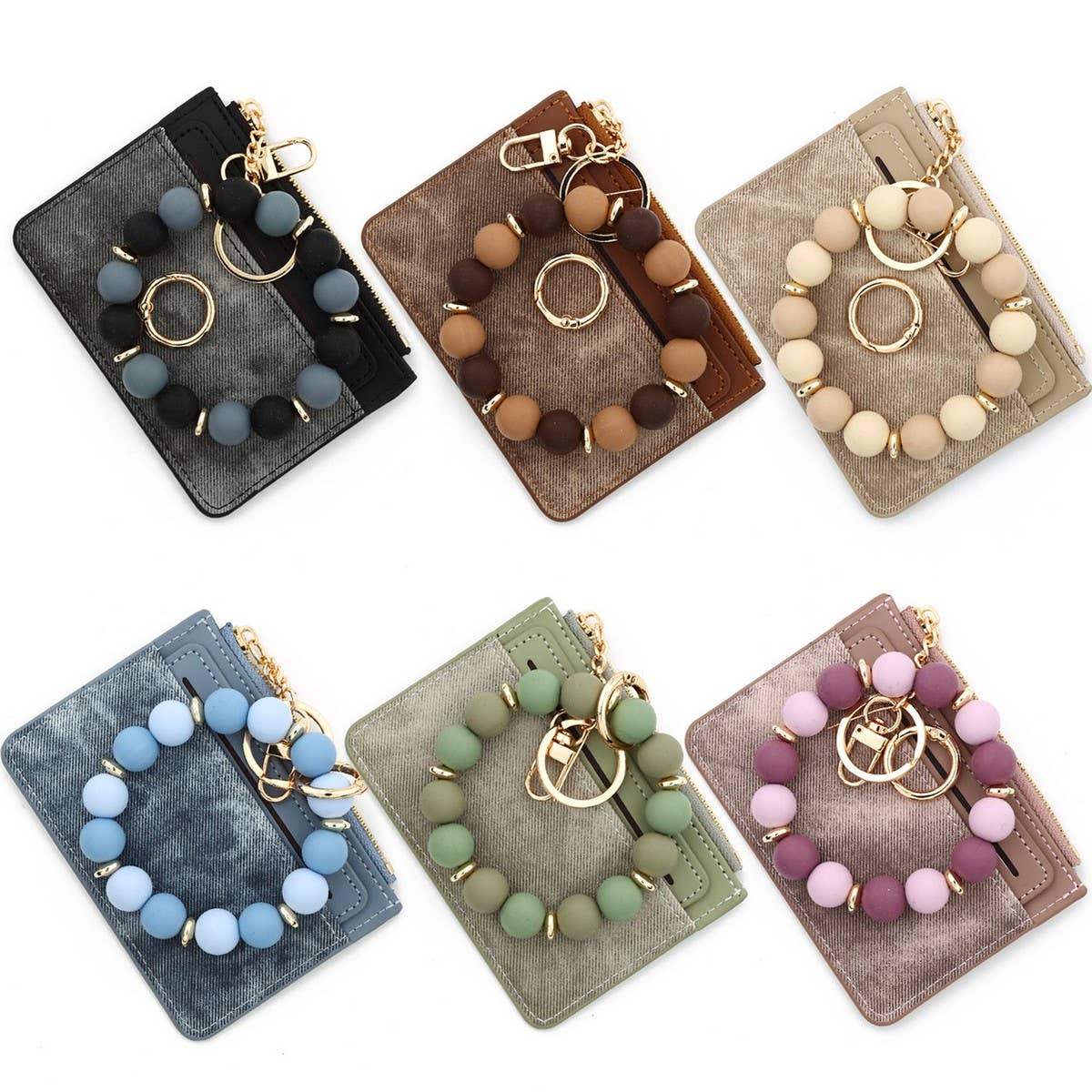 Chic PU Wallet with Silicone Bead BraceletCard Case_CWAB4954