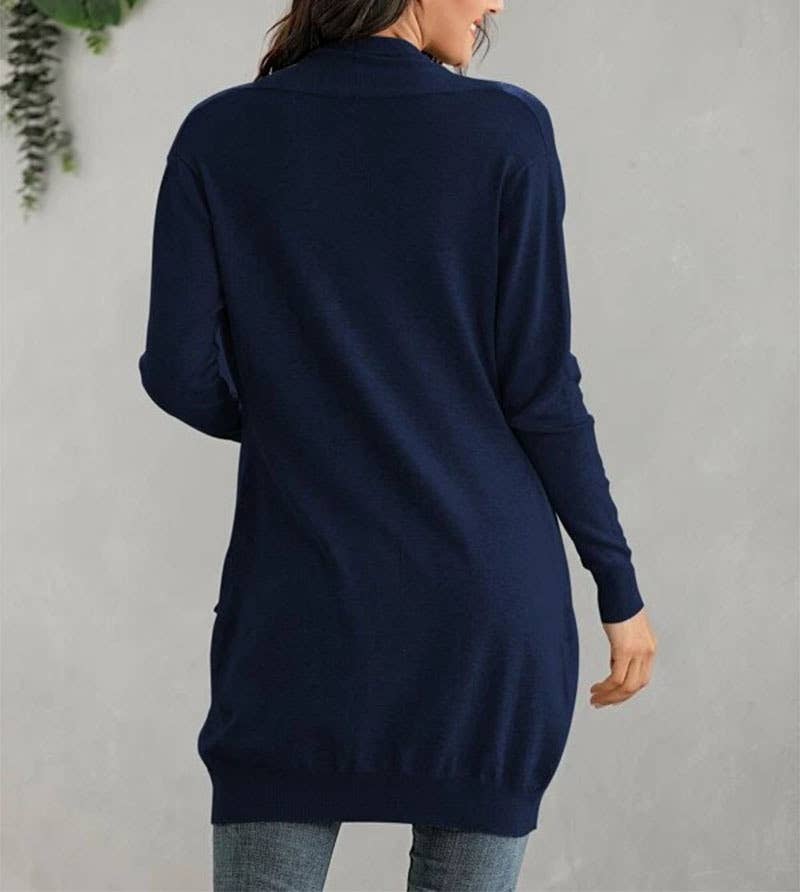 LONG SLEEVE SOLID COLOR CARDIGAN WITHOUT BUTTON