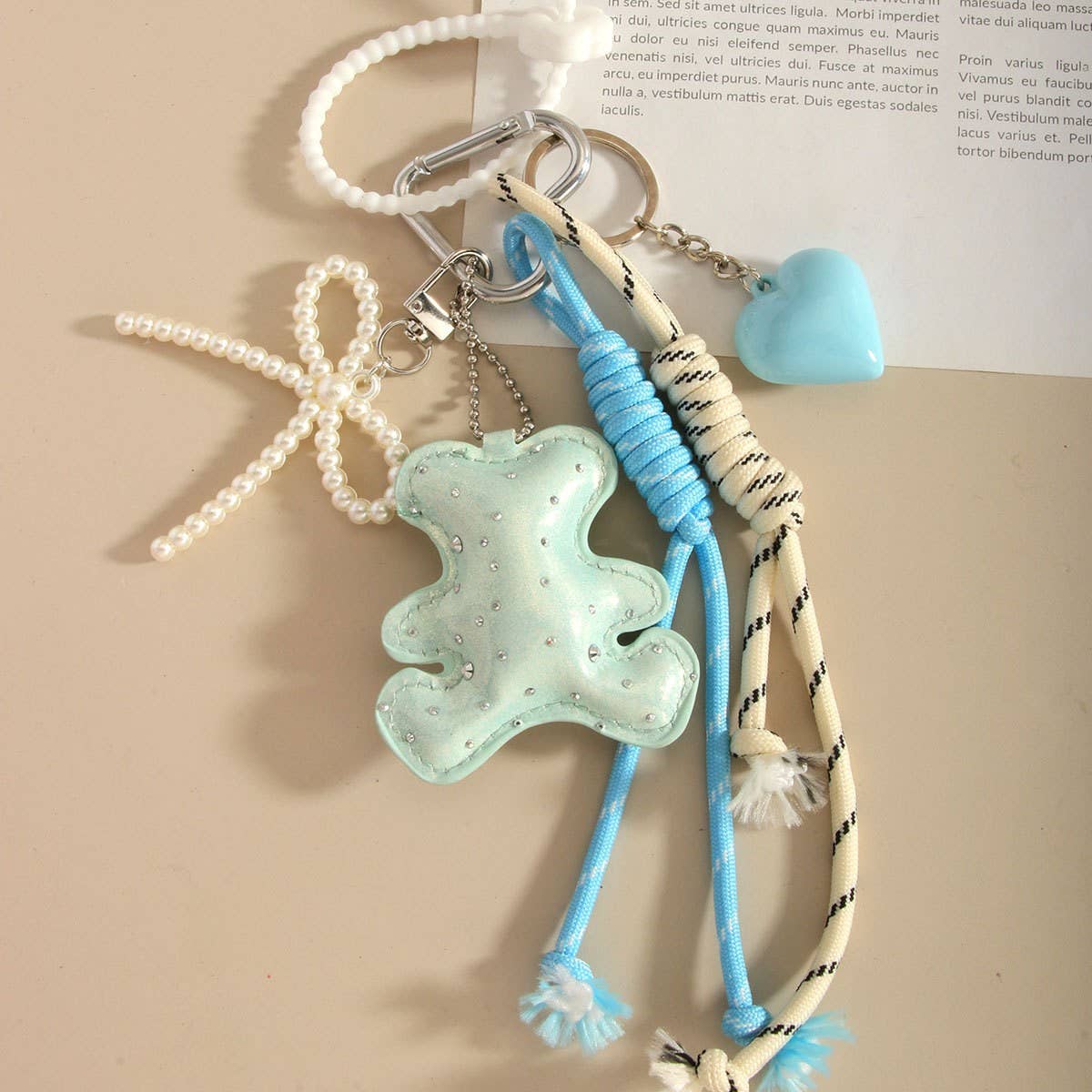 Stylish Bear Keychain with Heart & Bow Accent_CWMM7761