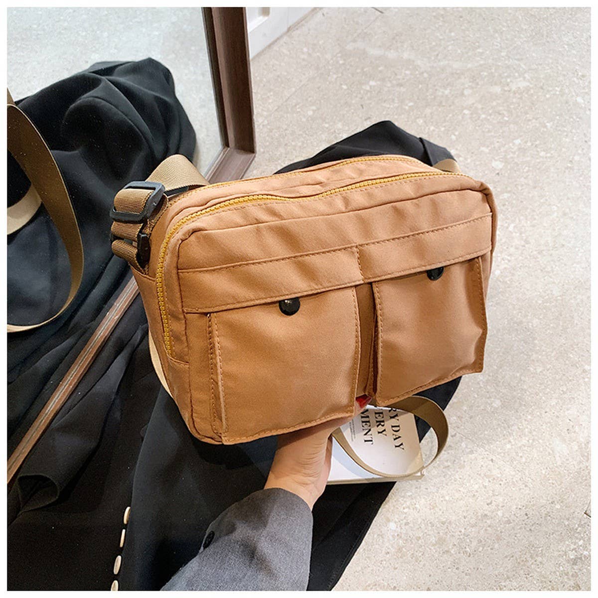 SOLID COLOR SIMPLE COOL COUPLE SHOULDER BAG_CWAB2450