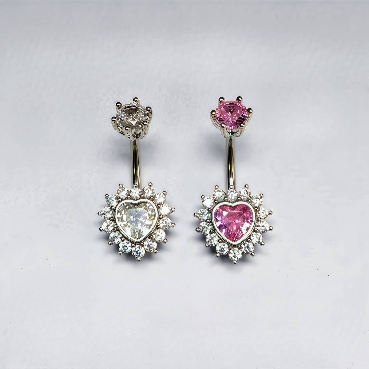 Sexy Hypoallergenic Heart Flower Zircon Belly Ring