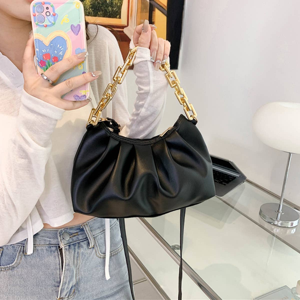 FASHION CHAIN STRAP HOBO BAG_CUAB0156