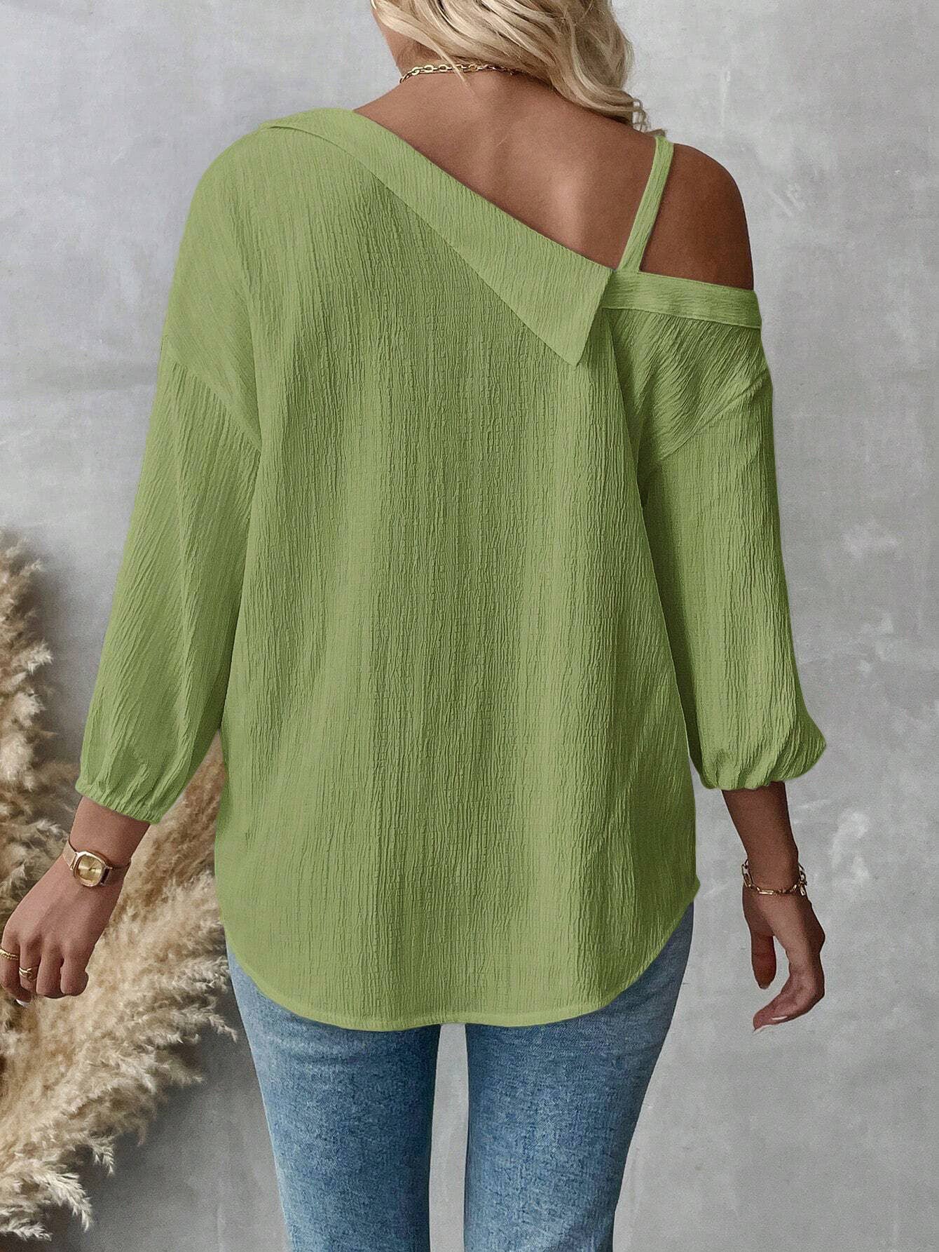 Lapel off-the-shoulder single breasted shirt