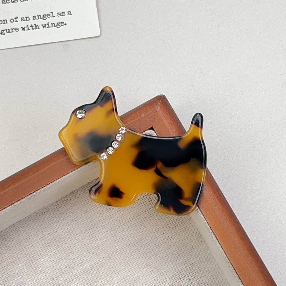 French vintage diamond-encrusted puppy hair clip