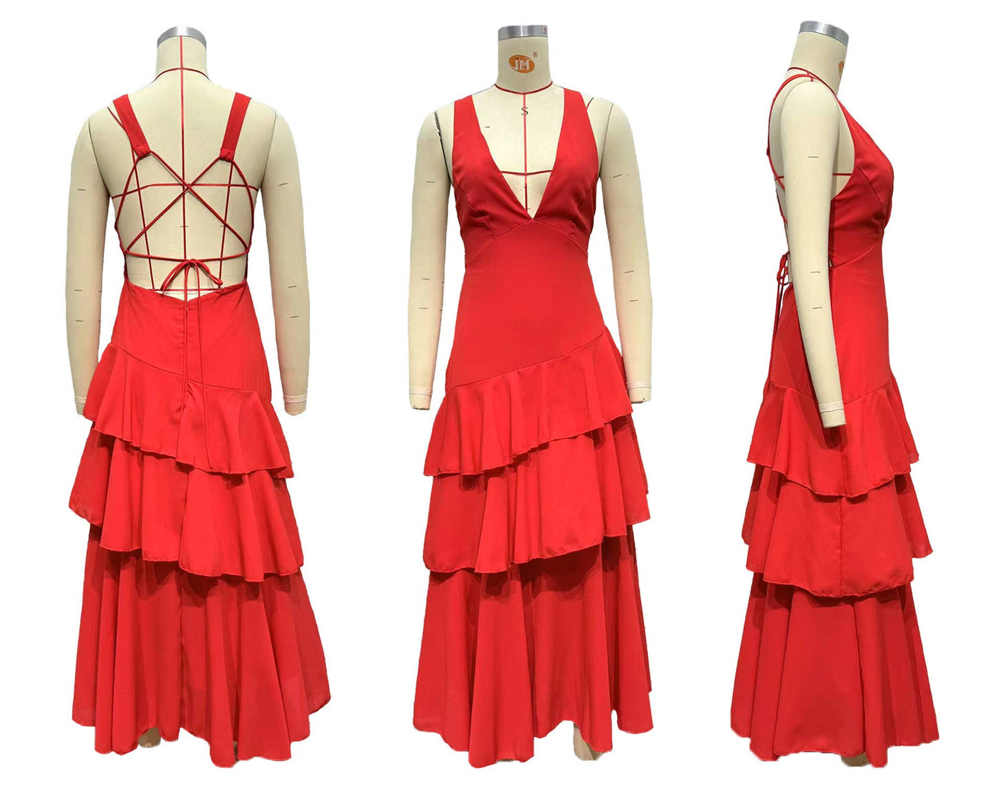 Stylish sleeveless V-neck French cake dress