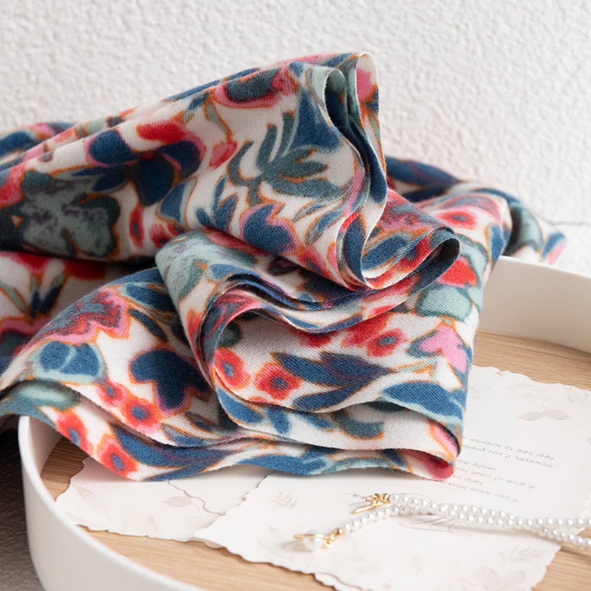 Soft Faux Cashmere Floral Scarf - Elegant Wrap_CWASC0917