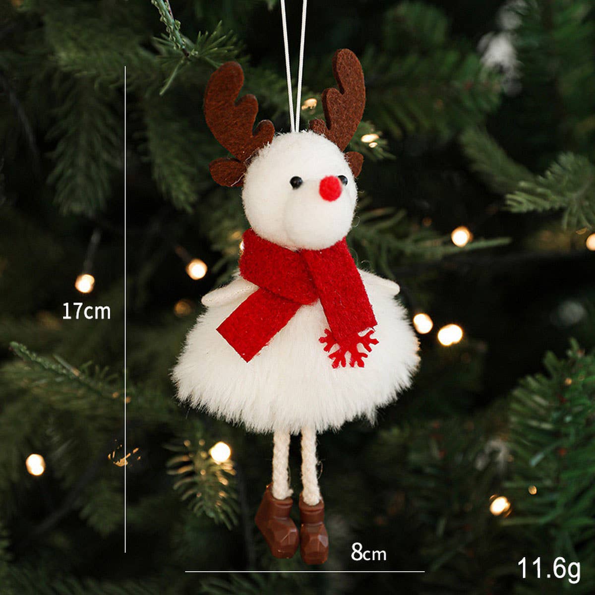 Red White Plush Snowman Christmas Tree Ornament_CWMM9675