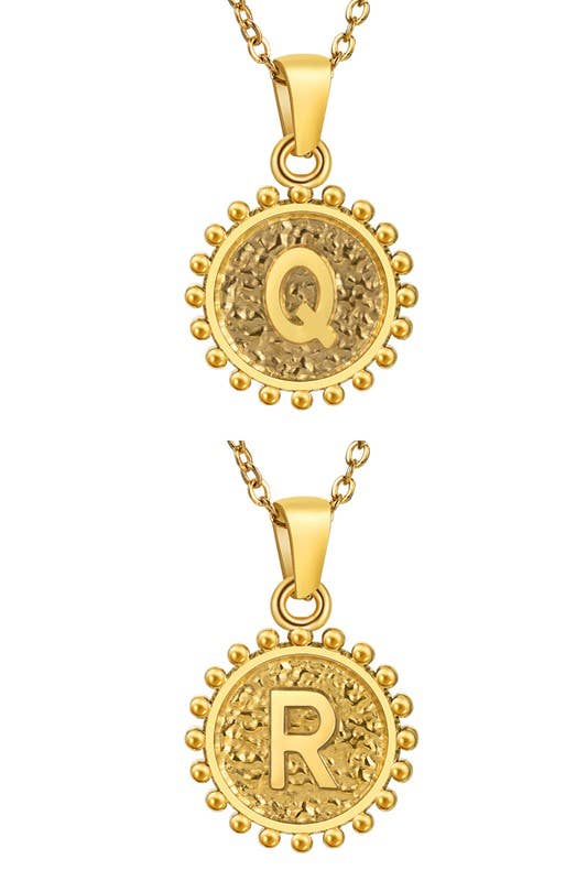 ROUND ALPHABET INITIAL PENDANT NECKLACE