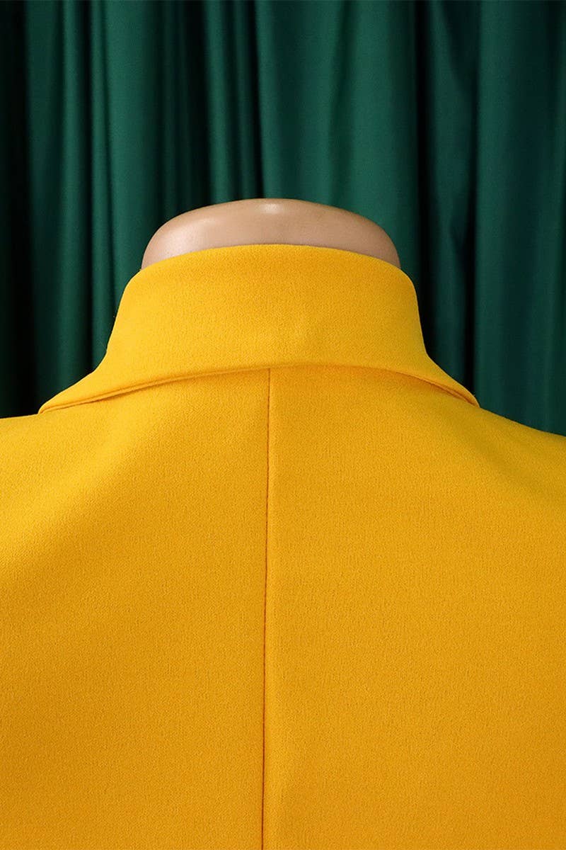 CWDSD3574_PLUS SIZE SUIT COLLAR STRAPPED PLEATED SHORT DRESS