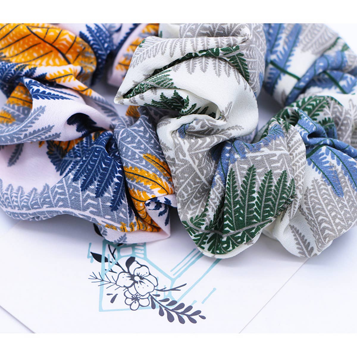 NEW LEAF PRINT HAIR TIES_CWAHA1019